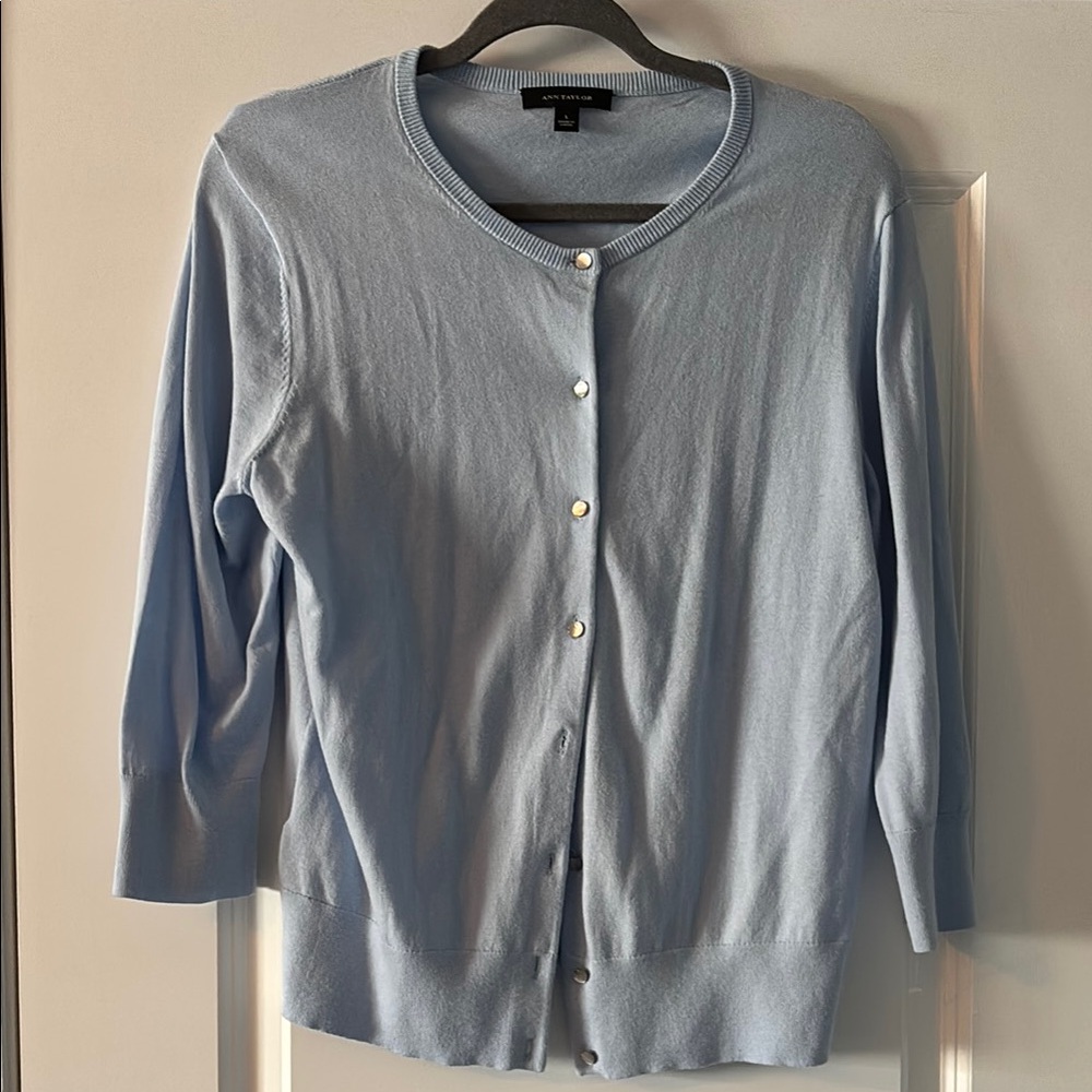 Ann Taylor Light Blue Knit Cardigan Sweater NWOT